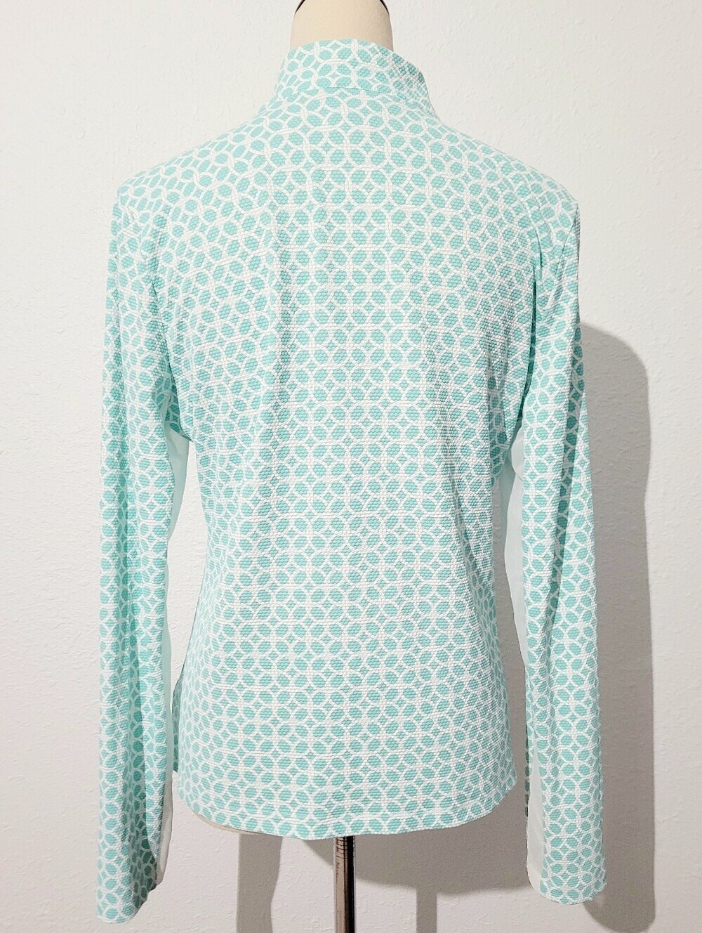 Tommy Bahama Active Pullover Large Aqua White 1/4 Zip Golf Top UPF Stretch - Picture 5 of 12